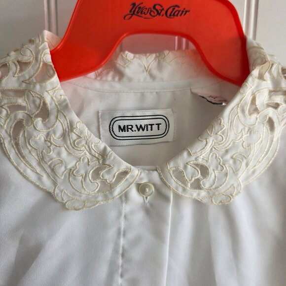 Mr. Witt 1980s Womens Blouse Size 6 Embroidered Lace Coquette Romantic Feminine - Picture 2 of 10